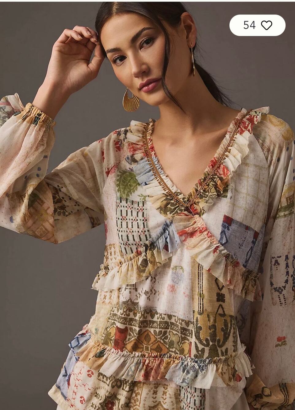 Anthropologie Tiny Ruffled Tunic Top XXS Boho Cottagecore Peasant Romantic